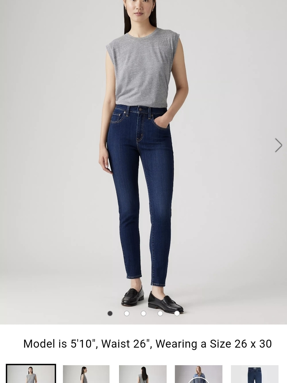 High-Rise Long Dark Blue Skinny Jeans